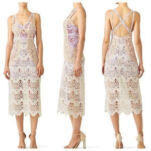 Free People Lace Midi Dress in Cream and Purple Size 0 BNWT